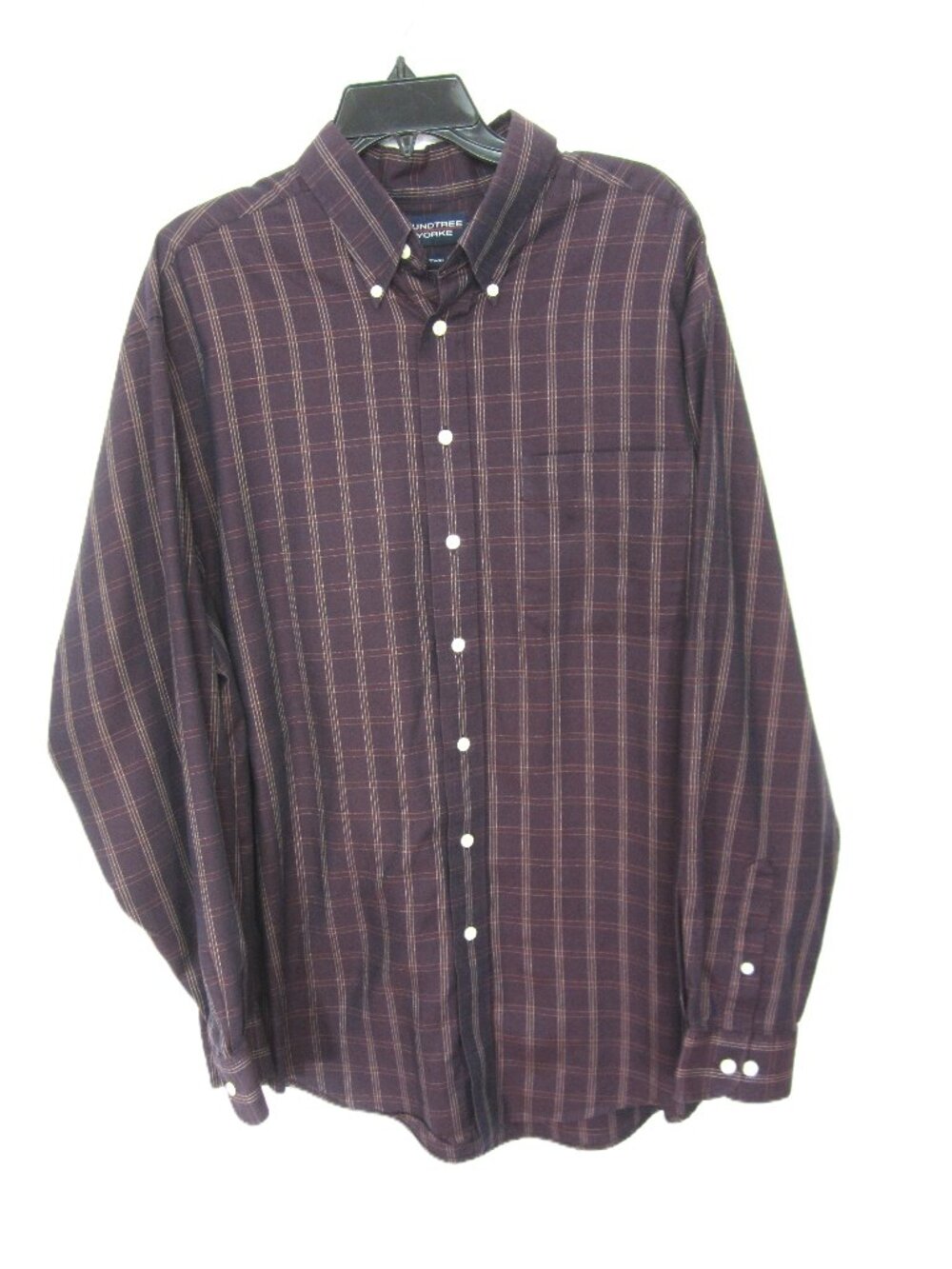 Roundtree & Yorke Men XLT Purple Plaid Shirt Button Down Long Sleeve XL Tall